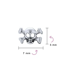 Bling Jewelry Caribbean Pirate Skull Stud Earrings , Bikers, Punk Rockers, Sterling Silver