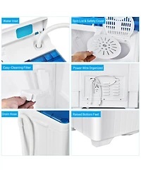 26 lbs Portable Semi-automatic Washing Machine with Built-in Drain Pump