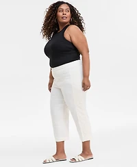 Jm Collection Plus Side Lace Trim Capri Pants, Exclusively at Macy's