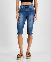 Dollhouse Juniors' Seam Front High-Rise Capri Jeans