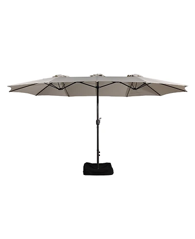 15 Ft Patio Umbrella with Base Included Outdoor Double-sided Extra Large Table Market