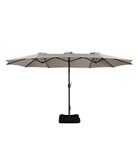 15 Ft Patio Umbrella with Base Included Outdoor Double-sided Extra Large Table Market