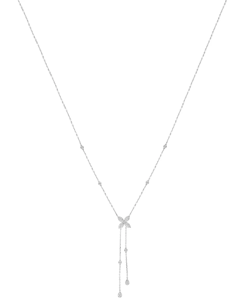 Effy Diamond Flower 18" Lariat Necklace (3/4 ct. t.w.) in 14k White Gold