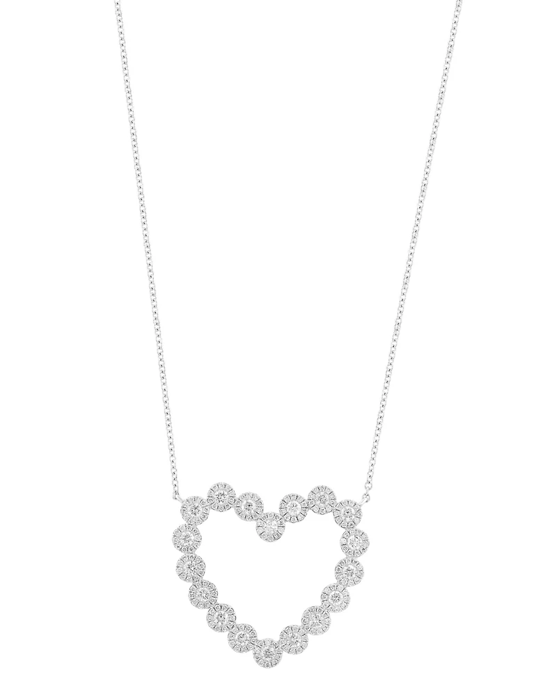 Effy Diamond Halo Open Heart 18" Pendant Necklace (1-1/6 ct. t.w.) in 14k White Gold