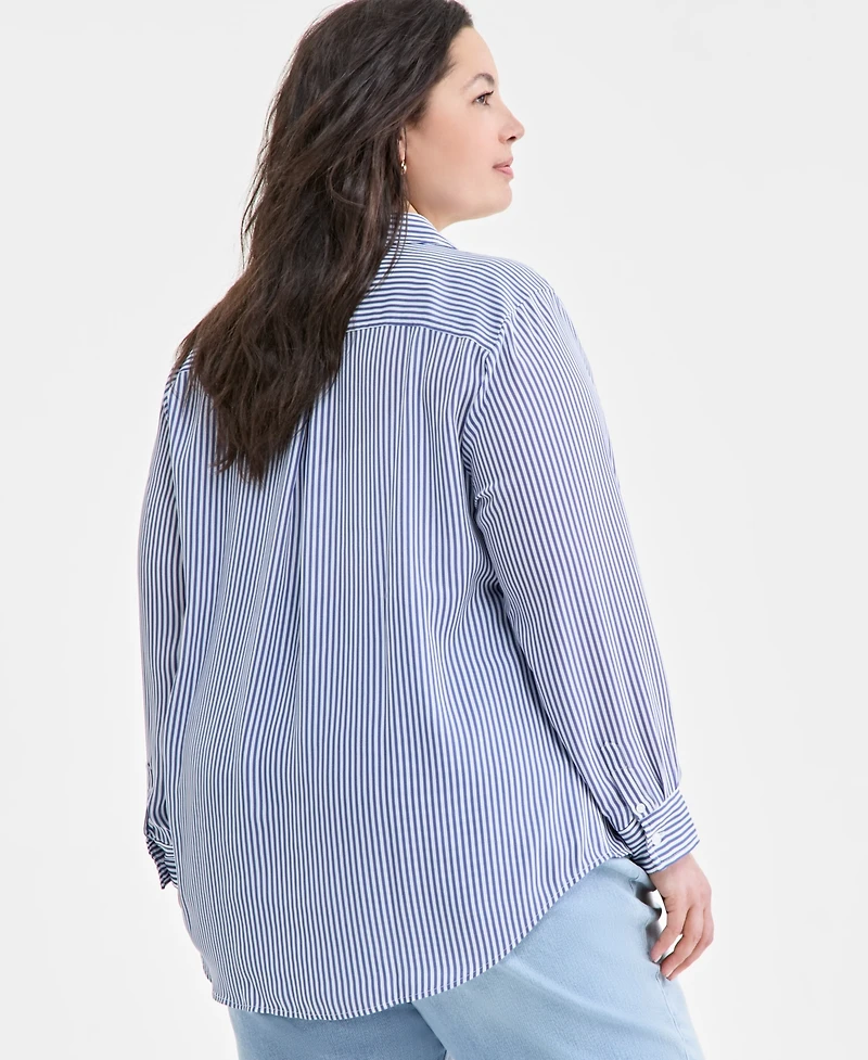 On 34th Trendy Plus Button-Front Crepe Shirt