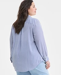 On 34th Trendy Plus Button-Front Crepe Shirt