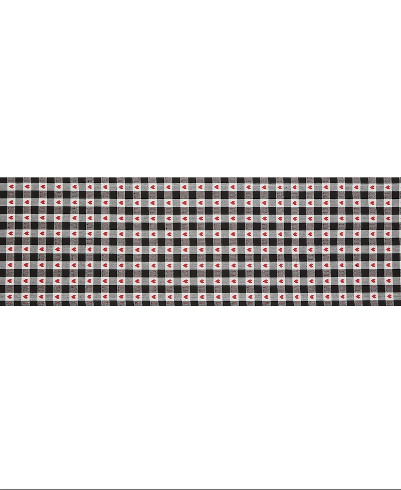 Design Imports Hearts Dobby Check Table Runner, 14" x 108"
