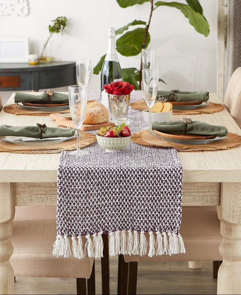 Design Imports Woven Jacquard Fringe Table Runner, 15" x 72"