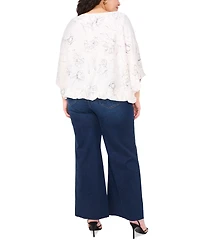 Vince Camuto Plus Size Printed 3/4-Raglan Sleeve Top, Exclusively at Macy's