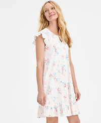 Charter Club Women's Cotton Flutter-Sleeve Chemise, Exclusively at Macy's