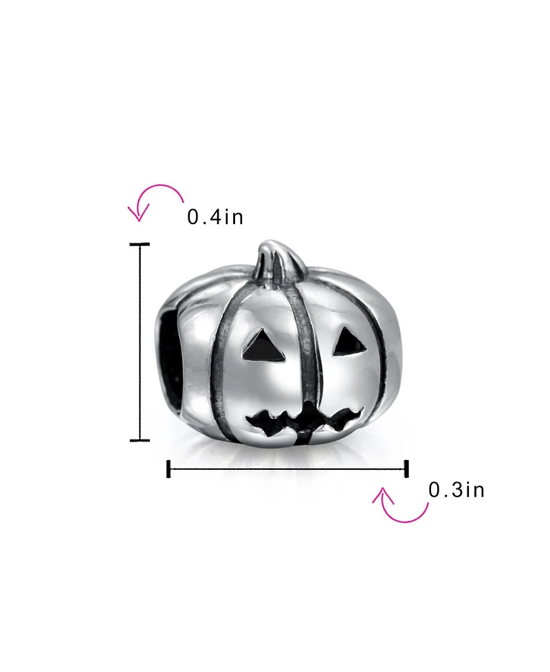 Bling Jewelry Spooky Halloween Pumpkin Charm Bead in Oxidized Sterling Silver Bracelets