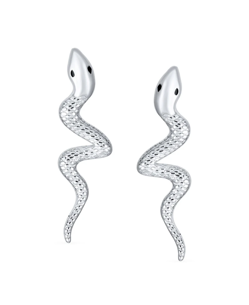 Bling Jewelry Egyptian Serpent Snake Stud Earrings in Sterling Silver Reptile Lovers