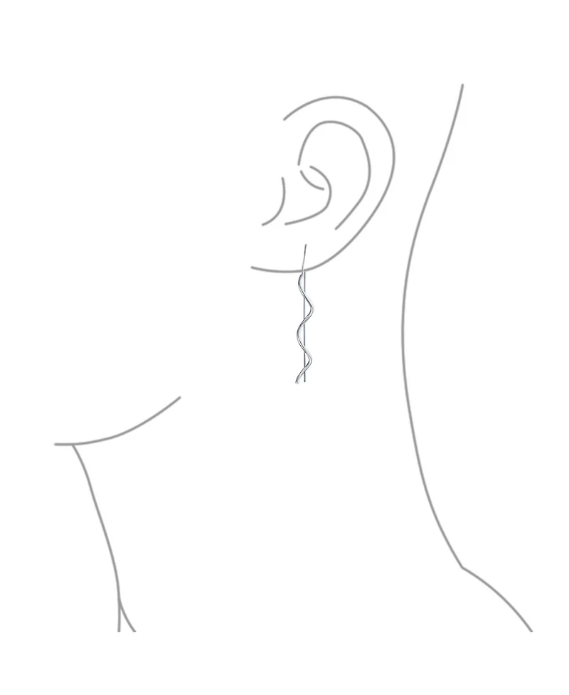 Bling Jewelry Geometric Wavy Zig Zag Thin Wire Dangle Earrings in Sterling Silver