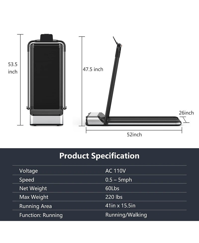 Ultra-thin Electric Folding Motorized Treadmill with Lcd Monitor Low Noise