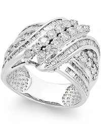 Diamond Double-Row Center Ring (2 ct. t.w.) 14K Gold , White or Rose