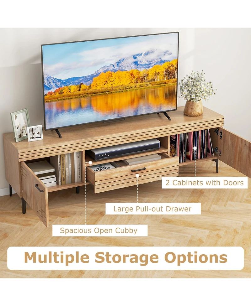 Tv Stand with 2 Cabinets and Storage Drawer Stylish Entertainment Console for Living Room