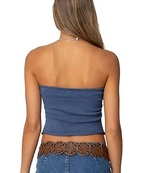Edikted Womens Laurier Distressed Knit Tube Top