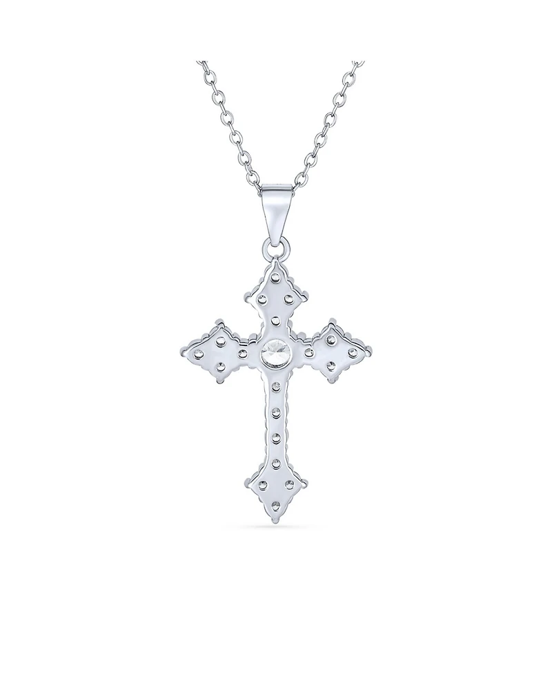 Bling Jewelry Elegant Necklace with Cz Cross Pendant in Sterling Silver