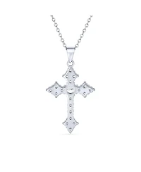 Bling Jewelry Elegant Necklace with Cz Cross Pendant in Sterling Silver