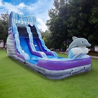 HeroKiddo 16FT Dolphin Inftatable Water Slide with Detachable Pool & Air Blower, Commercial Grade, 100% Pvc Vinyl, Outdoor Backyard, Kids and Adults,