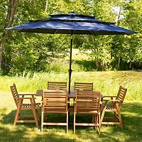 10 ft Outdoor Patio Umbrella with Tilt and Crank - 3-Tier Vented Outdoor Table Umbrella - Navy Blue