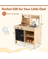 Wooden Barbecue Grill Playset with Chalkboard and Sink and Cabinet