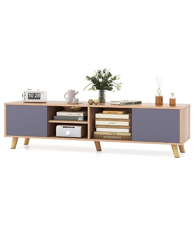 Tv Stand Cabinet for TVs with Open Shelf Modern Storage for Living Room Entertainment
