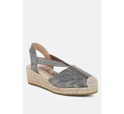 Port Side Metallic Woven Espadrille Wedges