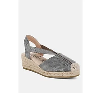 Port Side Metallic Woven Espadrille Wedges