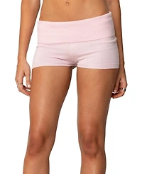 Edikted Womens Jamie Fold Over Knit Shorts
