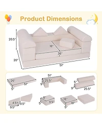 9-Piece Foam Climb and Crawl Playset with Soft Suede Cover for Toddlers