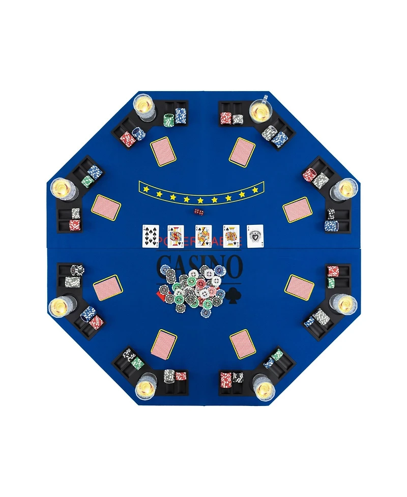 8-Player Foldable Poker Table Top with Carrying Bag Portable and Space-Saving for Home Poker Games