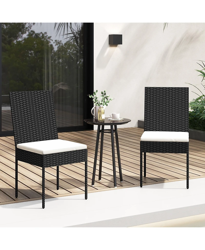 Pe Wicker Patio Chairs Set of 4 with Cushions for Porch Deck Garden and Backyard