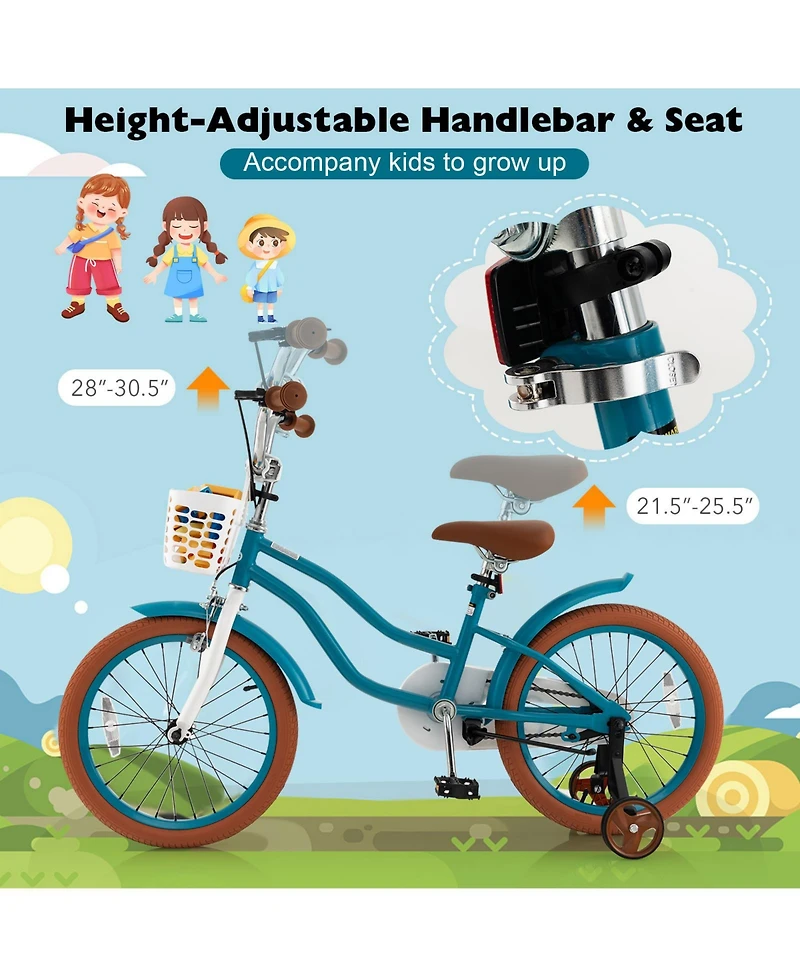 Kids Bike with Front Handbrake 2 Training Wheels