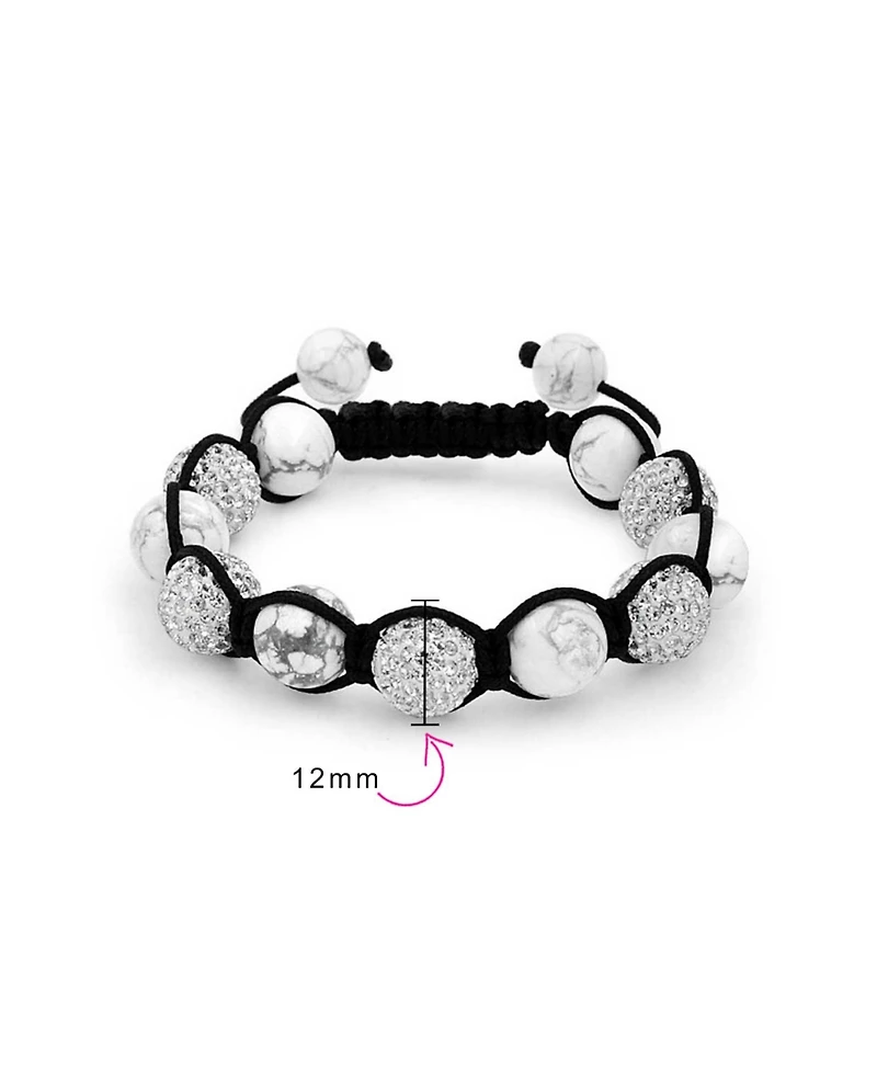 Bling Jewelry Black Pave Crystal Ball Bracelet Black Cord String Adjustable