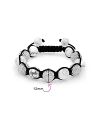 Bling Jewelry Black Pave Crystal Ball Bracelet Black Cord String Adjustable