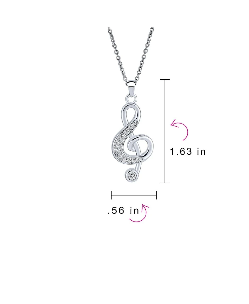 Bling Jewelry Music Teacher Student Treble Clef Pendant Necklace with Cz Musical Note