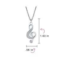 Bling Jewelry Music Teacher Student Treble Clef Pendant Necklace with Cz Musical Note