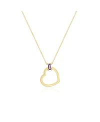 The Lovery Baguette Amethyst Open Heart Necklace 14K Yellow Gold