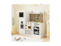 Kids Kitchen Playset with Chalkboard, Ice Maker, Sink & Light-Up Microwave Fun Pretend Cooking Toy