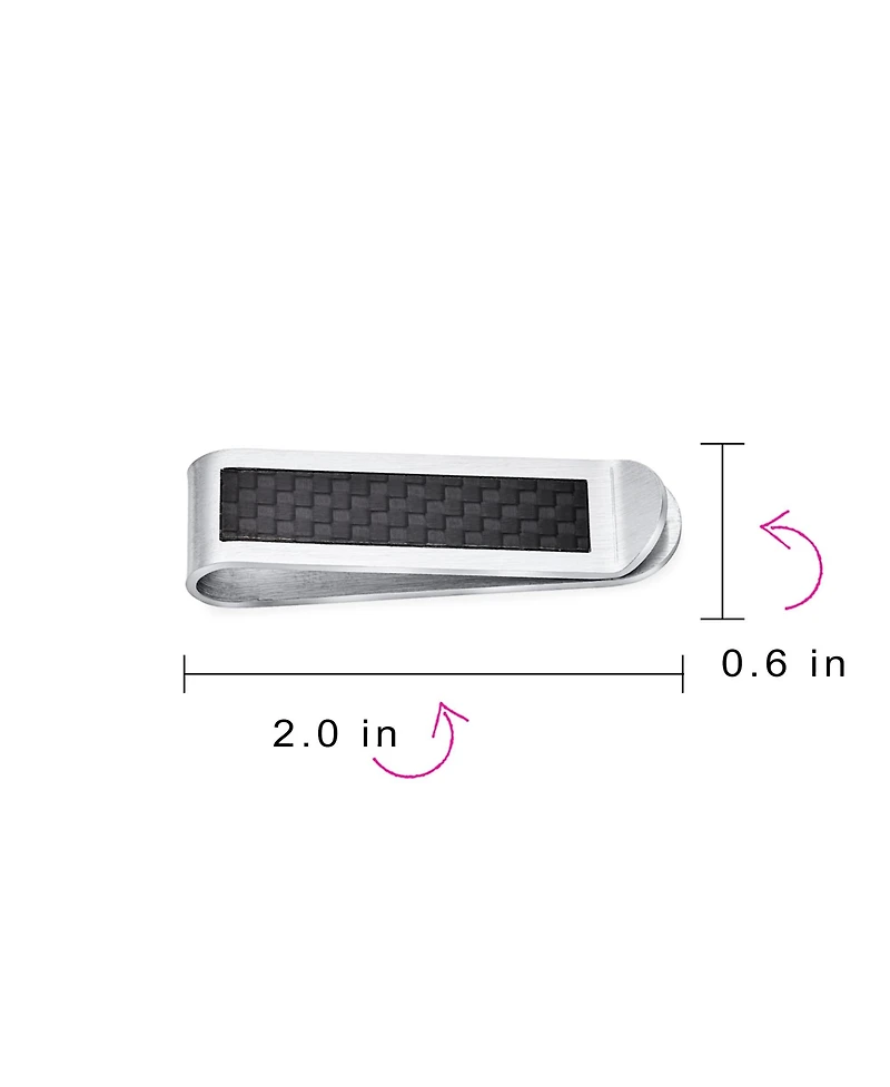 Bling Jewelry Two Tone Black Weave Carbon Fiber Money Clip Card Holder