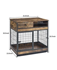 Furniture Dog Cage Crate with Double Doors Rustic Brown