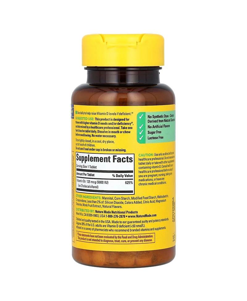 Nature Made Fast Dissolve D3 Mixed Berry 125 mcg (5 000 Iu)