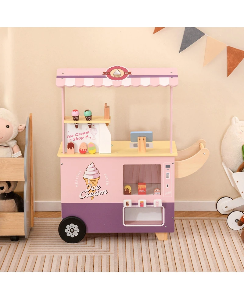 Kids Ice Cream Truck Playset with Vending Machine Fun Pretend Play Toy for Toddlers