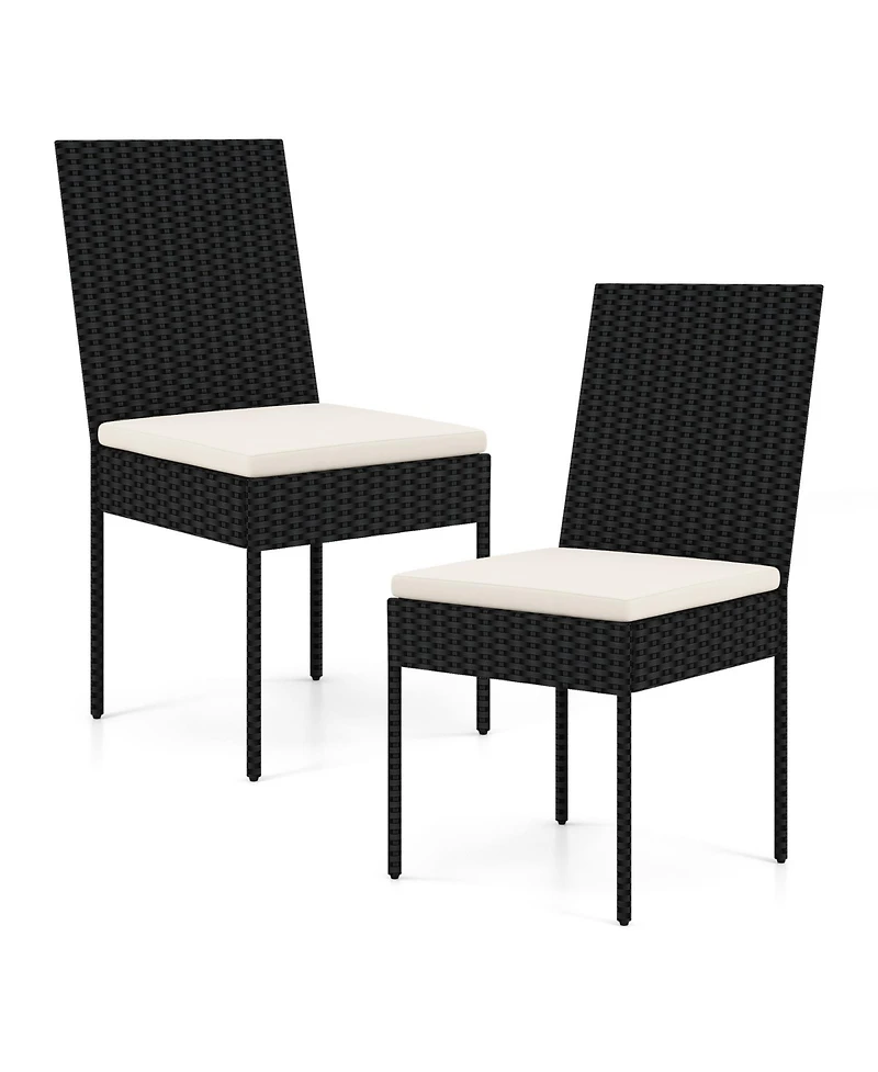 Pe Wicker Patio Chairs Set of 2 with Cushions for Porch Deck Garden and Backyard