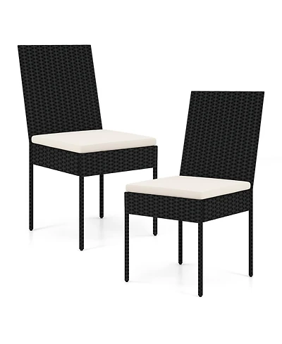 Pe Wicker Patio Chairs Set of 2 with Cushions for Porch Deck Garden and Backyard