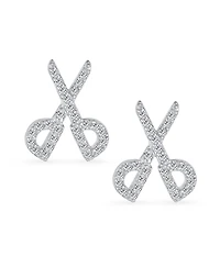 Bling Jewelry Whimsical Scissors Cz Stud Earrings Hairdressers in Sterling Silver