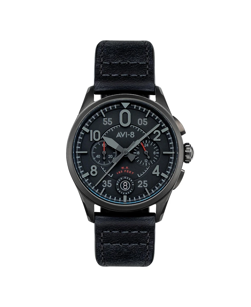 Avi-8 Men's Spitfire Lock Chronograph Leather Strap Watch