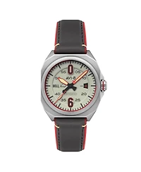 Avi-8 Men's Bell X-1 Machbuster Automatic Gray Rubber and Leather Strap Watch, 41mm