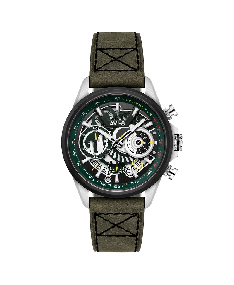 Avi-8 Men's Hawker Harrier Matador Chronograph Green Leather Strap Watch